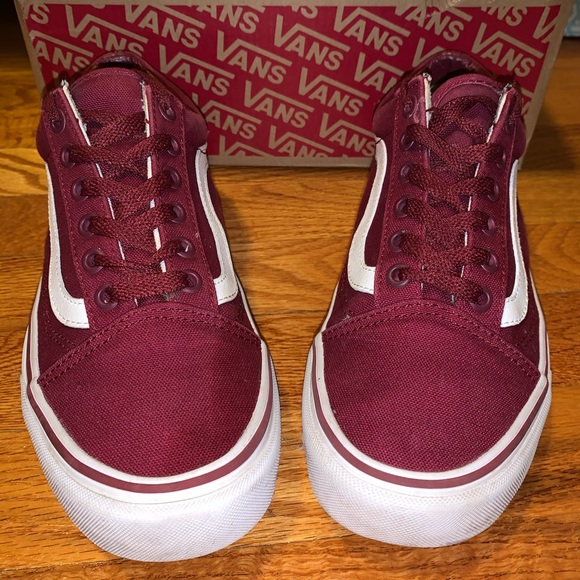 maroon and white vans